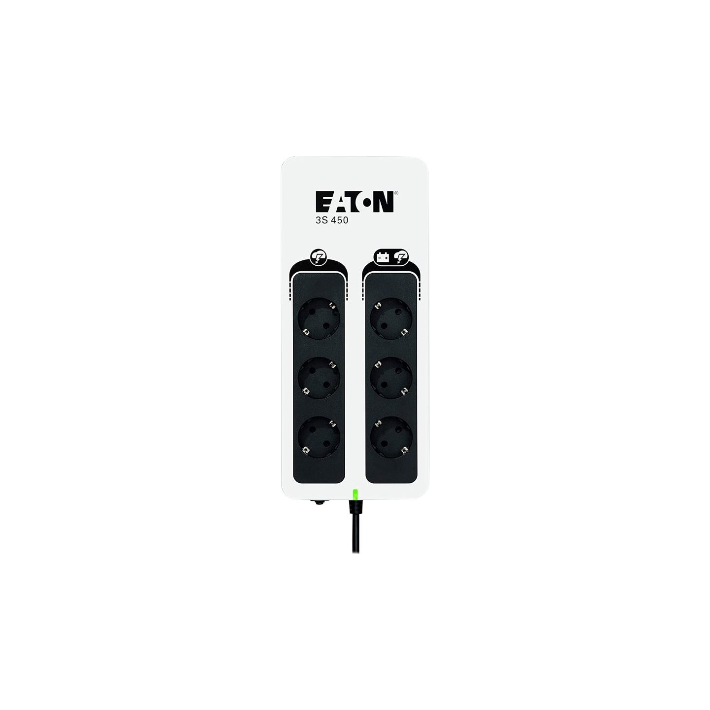 Eaton 3S Gen2 UPS DIN, 450 VA, 270 W, Input: Schuko, Outputs: (3) Schuko, (3) Schuko surge only, Tower | 3S450D