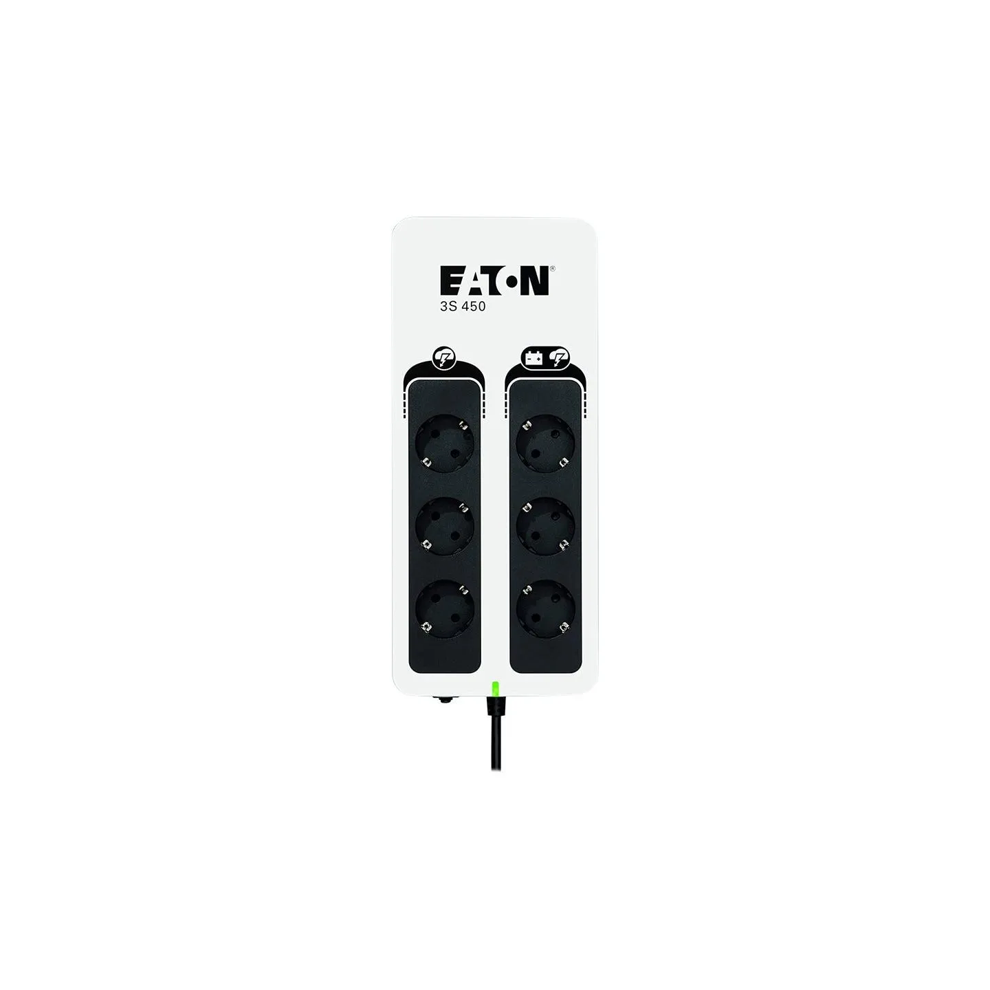 Eaton 3S Gen2 UPS DIN, 450 VA, 270 W, Input: Schuko, Outputs: (3) Schuko, (3) Schuko surge only, Tower | 3S450D
