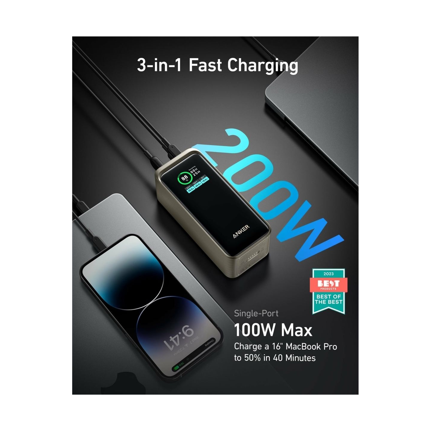 Anker Power Bank, 200 W | Prime | 20000 mAh | Black