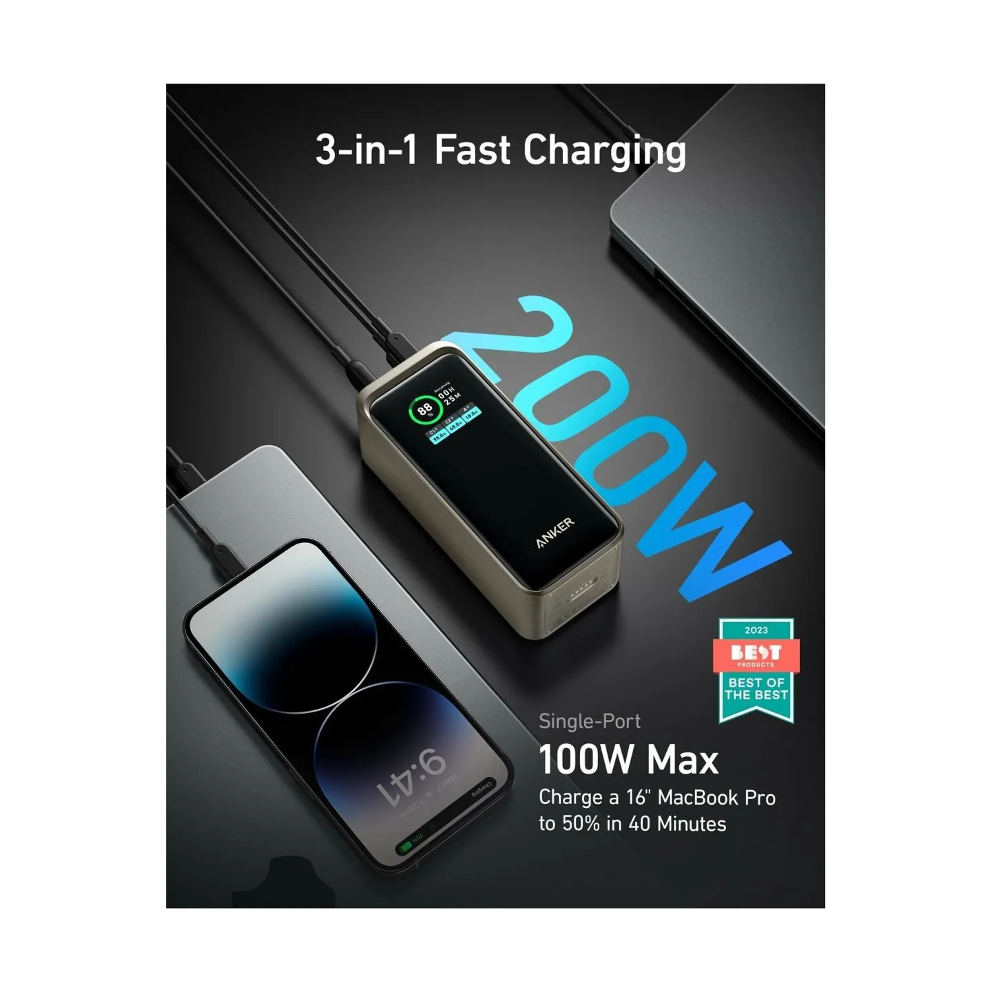 Anker Power Bank, 200 W | Prime | 20000 mAh | Black