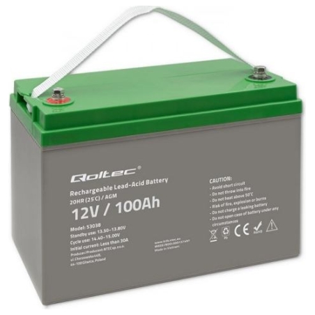 Qoltec 53038 Battery AGM 12V 100Ah