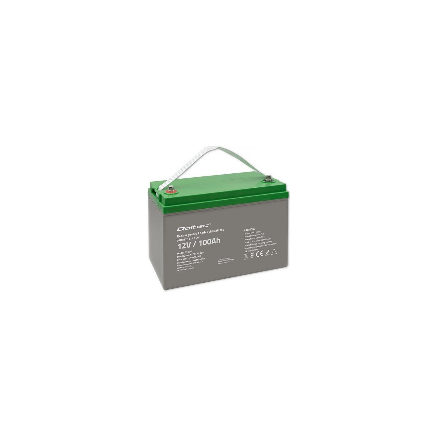 Qoltec 53038 Battery AGM 12V 100Ah