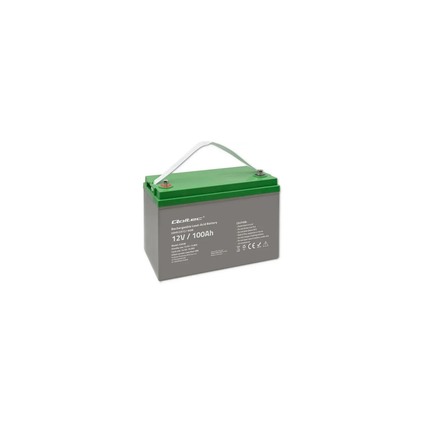 Qoltec 53038 Battery AGM 12V 100Ah