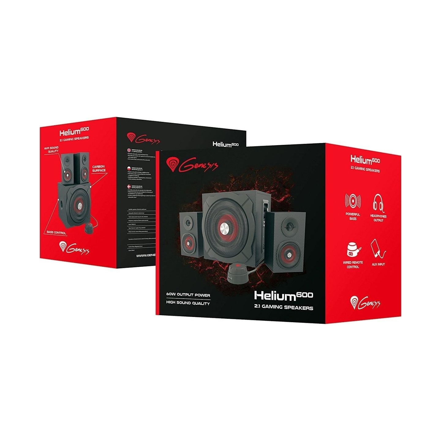 Genesis Helium 610BT Computer Speakers, Wired, Bluetooth, Black | Genesis | Helium 610BT | Bluetooth | Red/Black