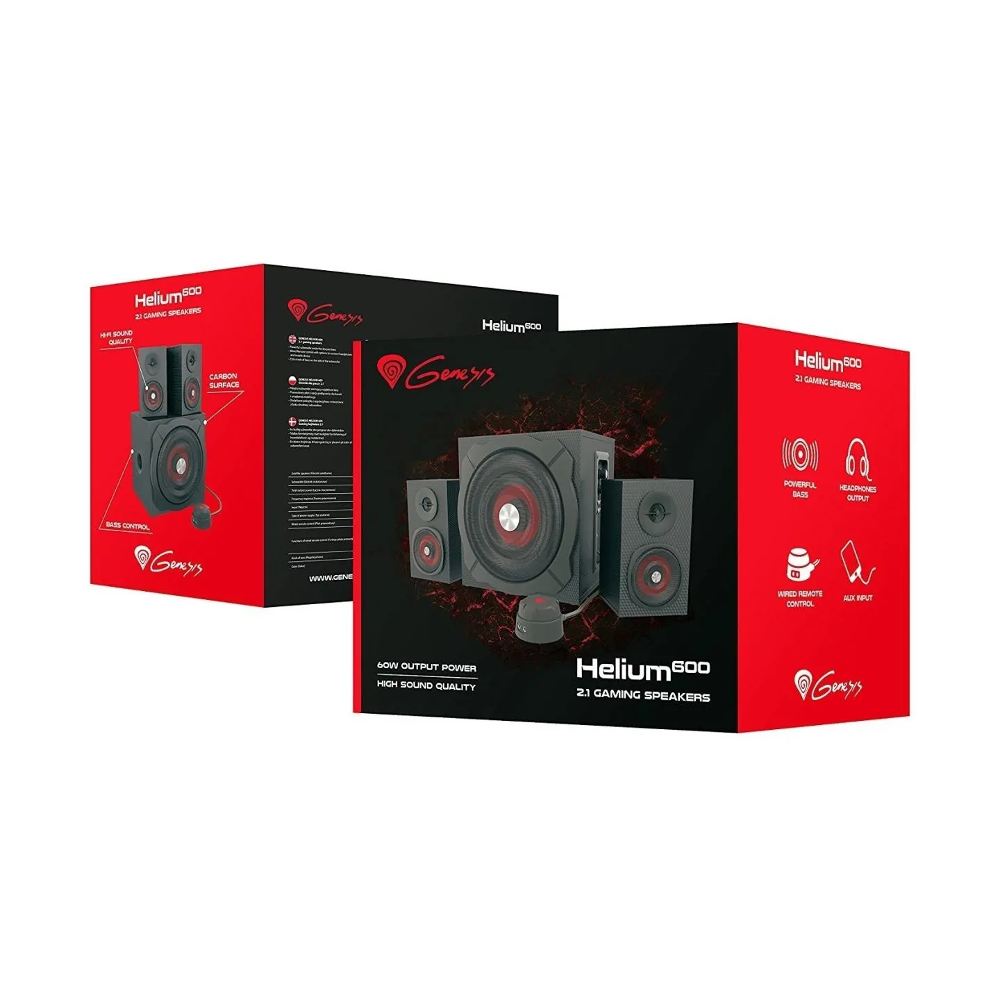 Genesis Helium 610BT Computer Speakers, Wired, Bluetooth, Black | Genesis | Helium 610BT | Bluetooth | Red/Black
