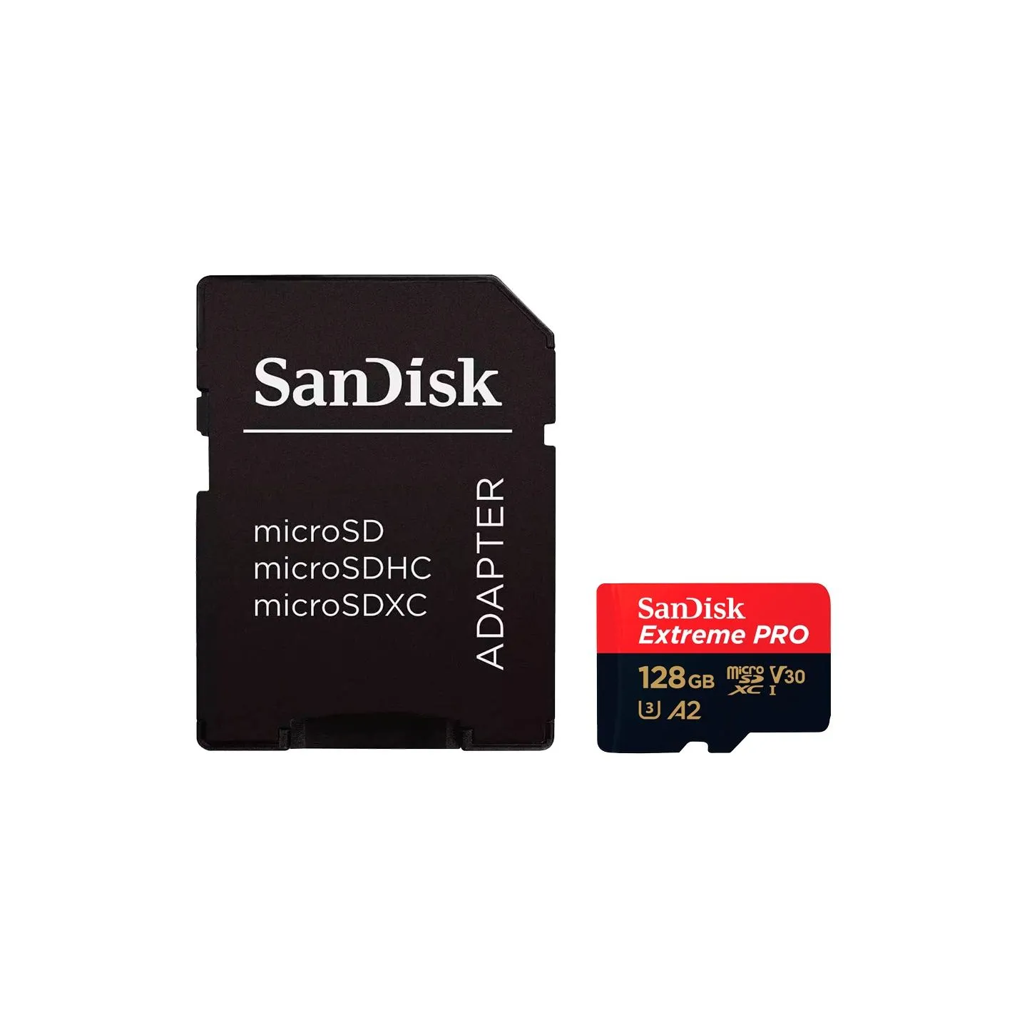 Sandisk Extreme PRO microSDXC 128GB + SD Adapter + 2 years RescuePRO Deluxe up to 200MB/s & 90MB/s Read/Write speeds A2 C10 V30 