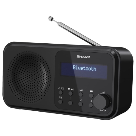 Sharp DR-P420(BK) Tokyo Portable Digital Radio, FM/DAB/DAB+, Bluetooth 5.0, USB or Battery Powered, Midnight Black | Sharp | Tok