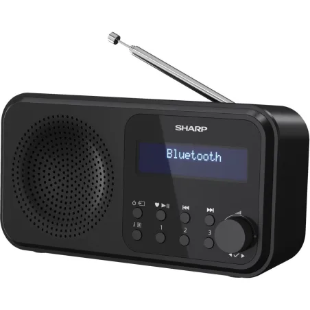Sharp DR-P420(BK) Tokyo Portable Digital Radio, FM/DAB/DAB+, Bluetooth 5.0, USB or Battery Powered, Midnight Black | Sharp | Tok