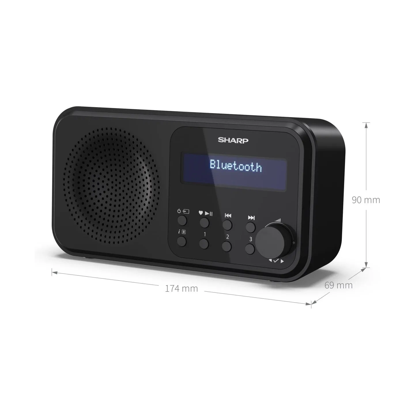 Sharp DR-P420(BK) Tokyo Portable Digital Radio, FM/DAB/DAB+, Bluetooth 5.0, USB or Battery Powered, Midnight Black | Sharp | Tok