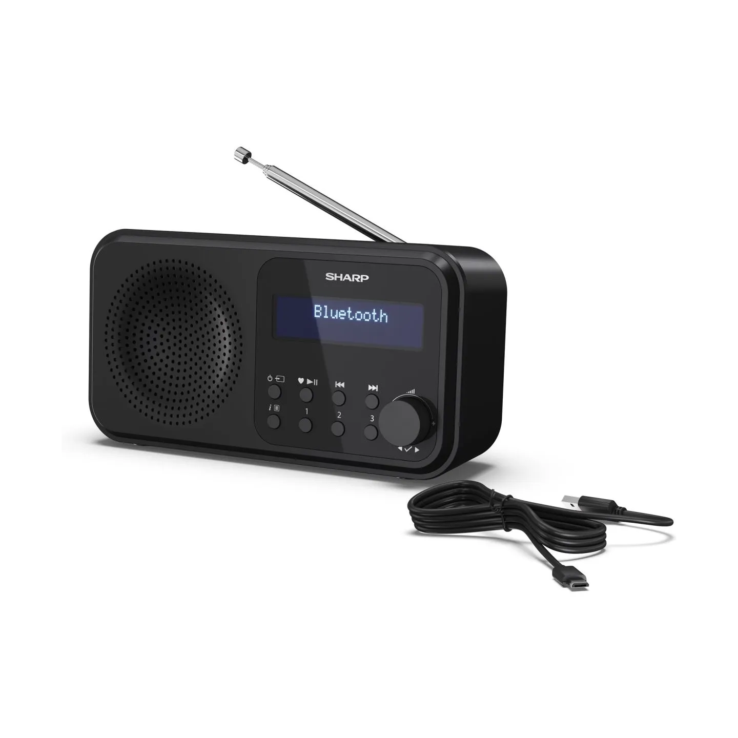 Sharp DR-P420(BK) Tokyo Portable Digital Radio, FM/DAB/DAB+, Bluetooth 5.0, USB or Battery Powered, Midnight Black | Sharp | Tok