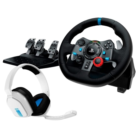 Logitech G29 Driving Force Racing Wheel for PS + Astro A10 - WHITE