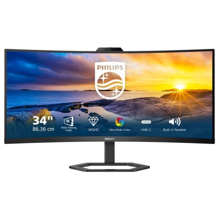 Philips Monitor 34 inches 34E1C5600HE VA HDMI DP USB-C HAS Camera Speakers
