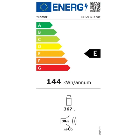 Indesit Refrigerator MLINS1411S4E, Energy class E, Height 171cm, 367l, Silver / MLINS1411S4E