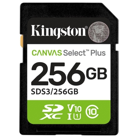 Kingston Canvas Select Plus | 256 GB | SD | Flash memory class Class 10, UHS-I, U1/U3, Video Class 10/30