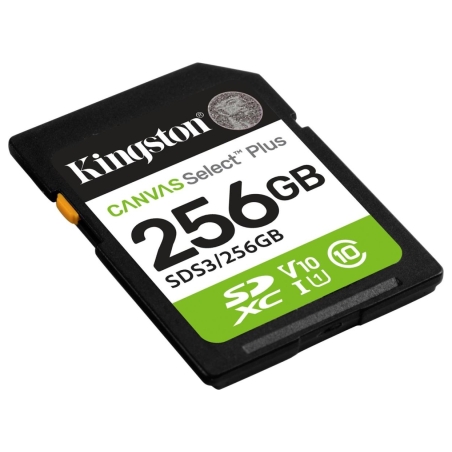 Kingston Canvas Select Plus | 256 GB | SD | Flash memory class Class 10, UHS-I, U1/U3, Video Class 10/30