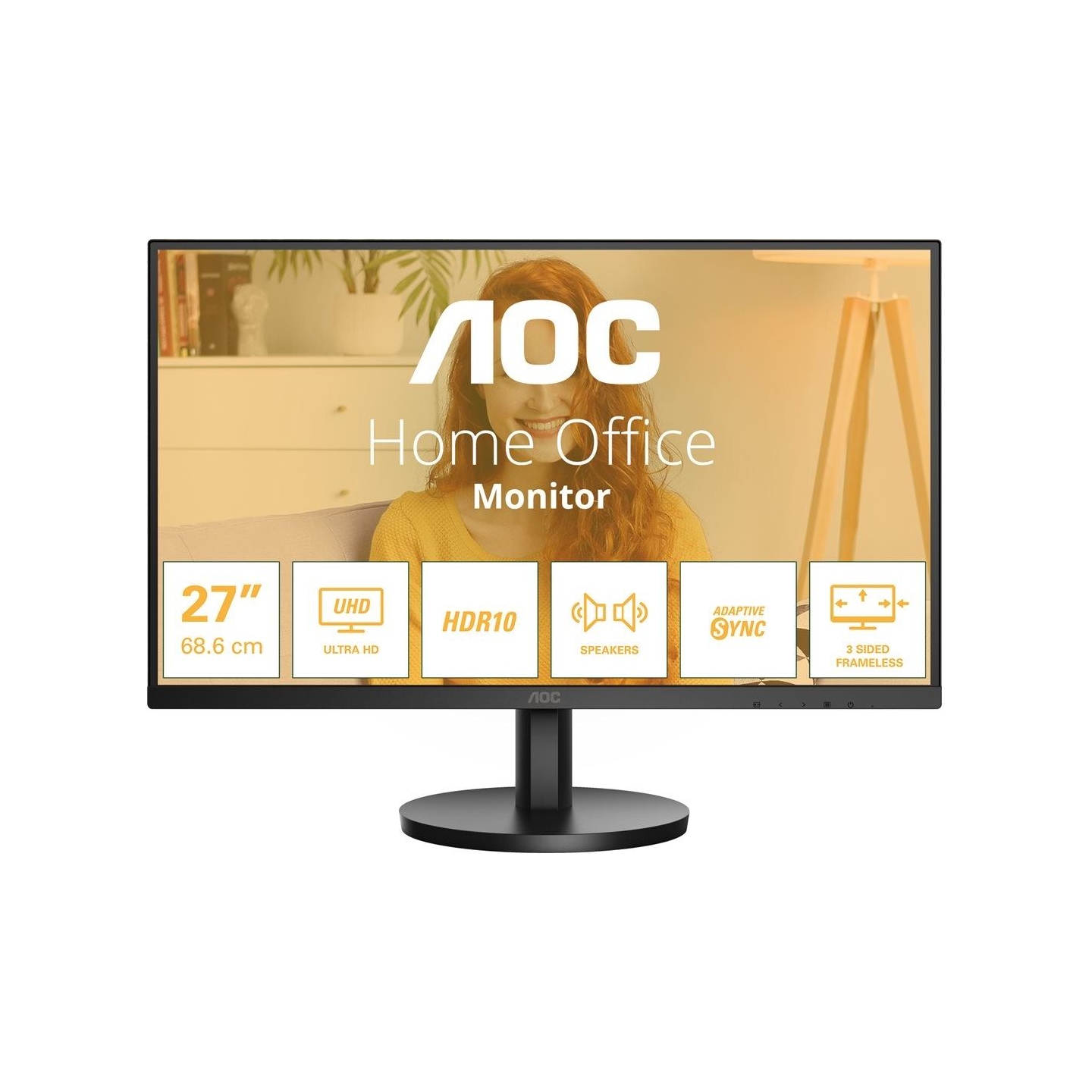 AOC | U27B3A | 27 " | IPS | UHD | 16:9 | 60 Hz | 4 ms | 3840 x 2160 pixels | 350 cd/m² | HDMI ports quantity 2