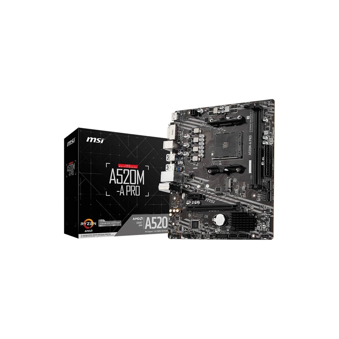 MSI | A520M-A PRO | Processor family AMD | Processor socket AM4 | DDR4 | Memory slots 2 | Chipset AMD A | Micro ATX