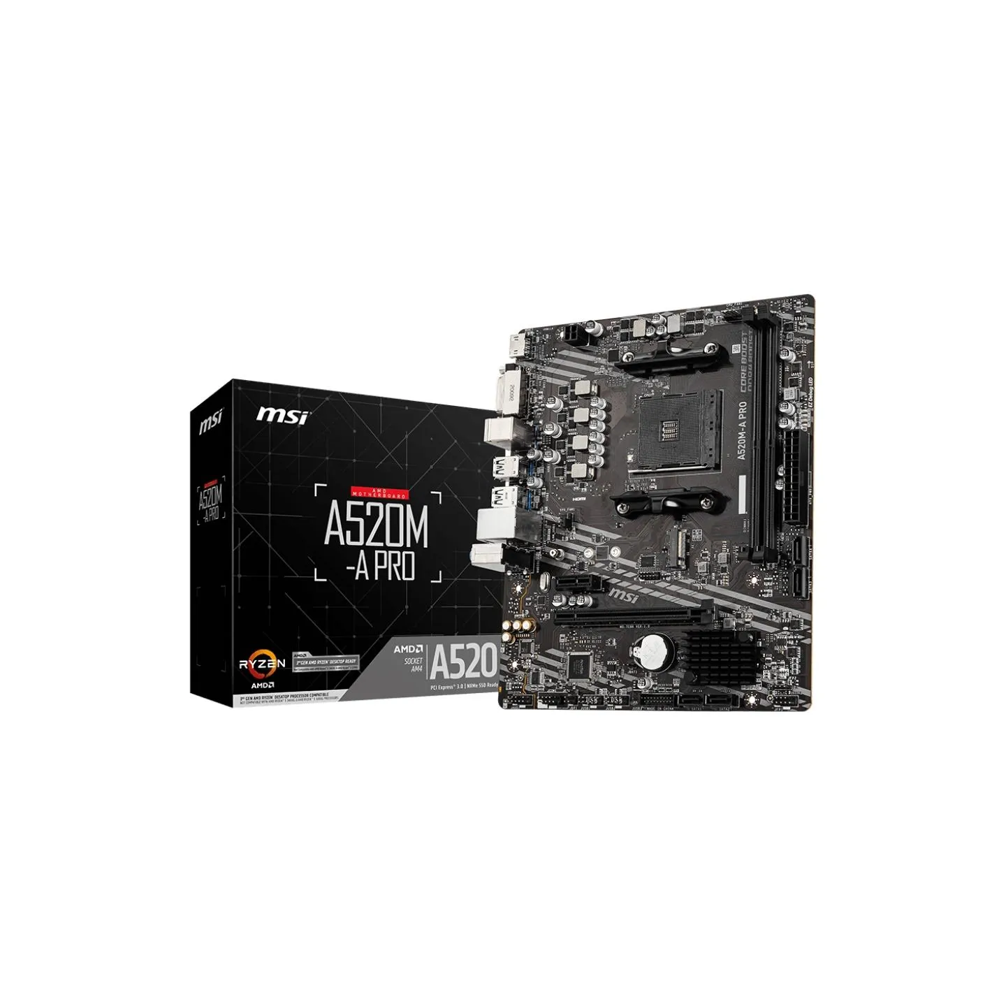 MSI | A520M-A PRO | Processor family AMD | Processor socket AM4 | DDR4 | Memory slots 2 | Chipset AMD A | Micro ATX