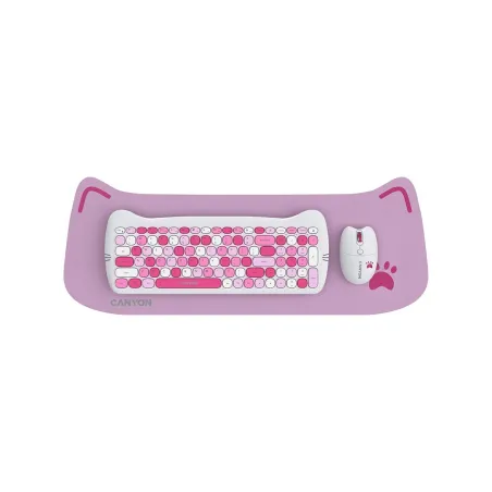 Canyon HSET-W6 EN Keyboard+Mouse Kitty Edition AAA+АА Wireless Pink