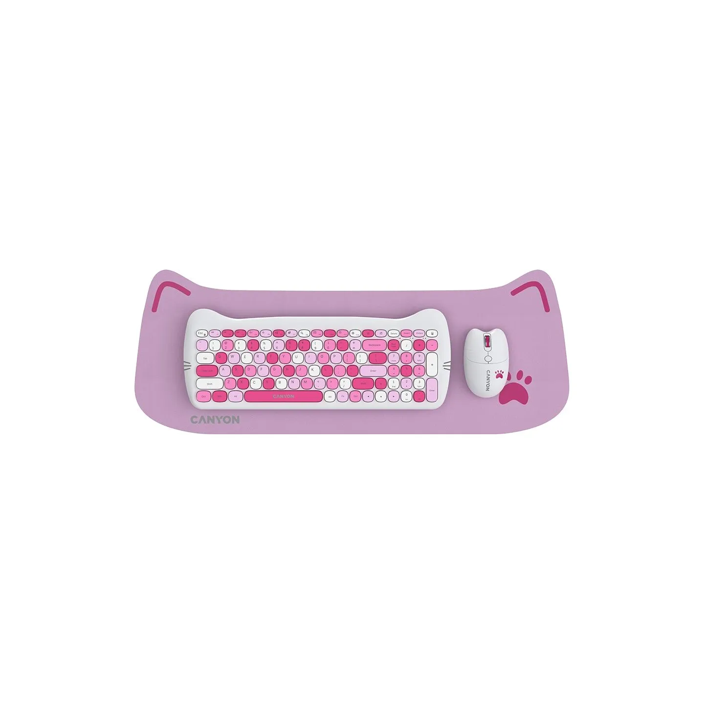 Canyon HSET-W6 EN Keyboard+Mouse Kitty Edition AAA+АА Wireless Pink