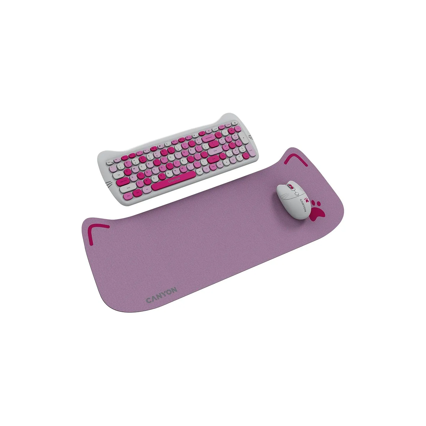 Canyon HSET-W6 EN Keyboard+Mouse Kitty Edition AAA+АА Wireless Pink
