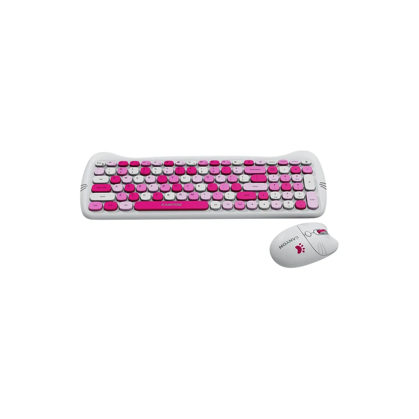 Canyon HSET-W6 EN Keyboard+Mouse Kitty Edition AAA+АА Wireless Pink