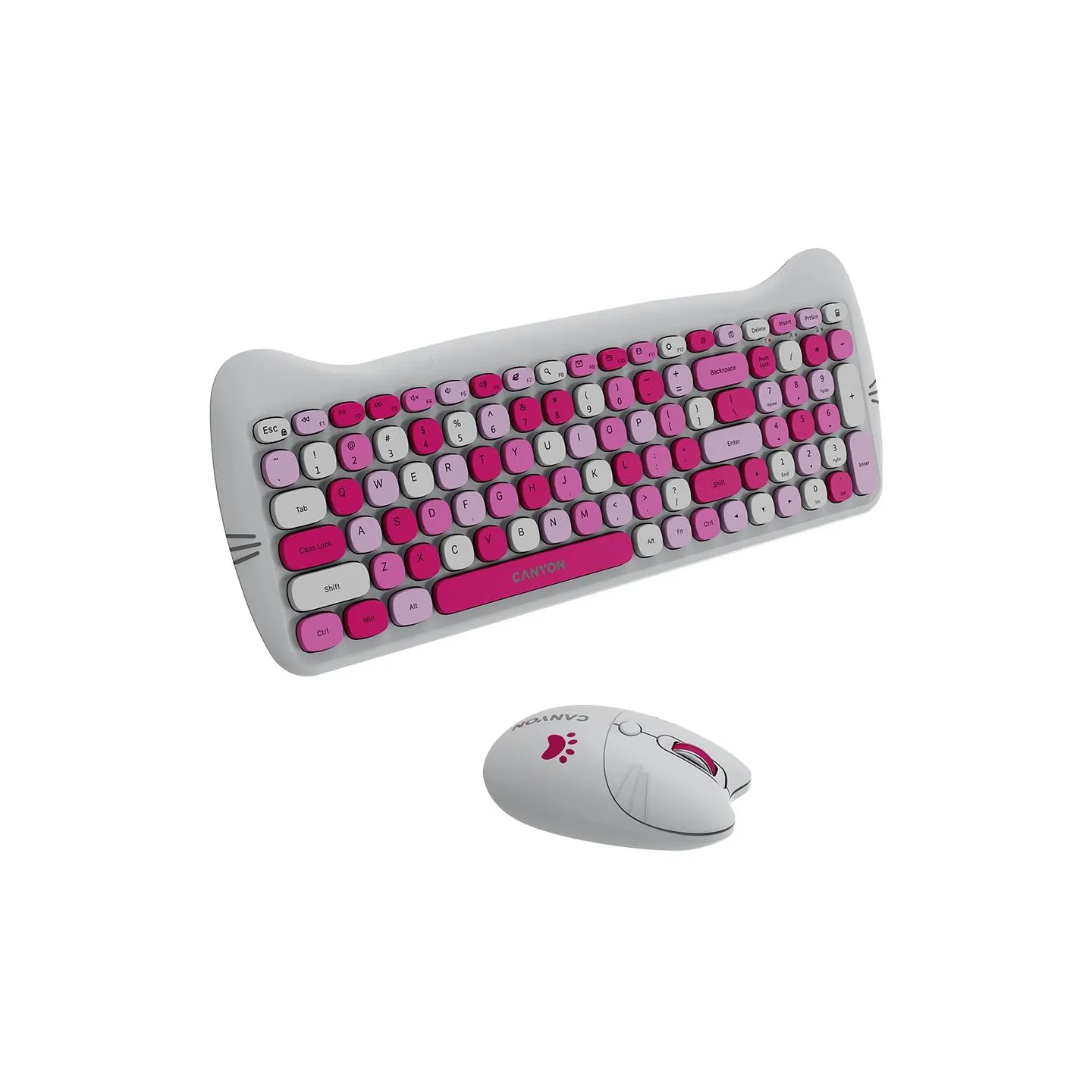 Canyon HSET-W6 EN Keyboard+Mouse Kitty Edition AAA+АА Wireless Pink