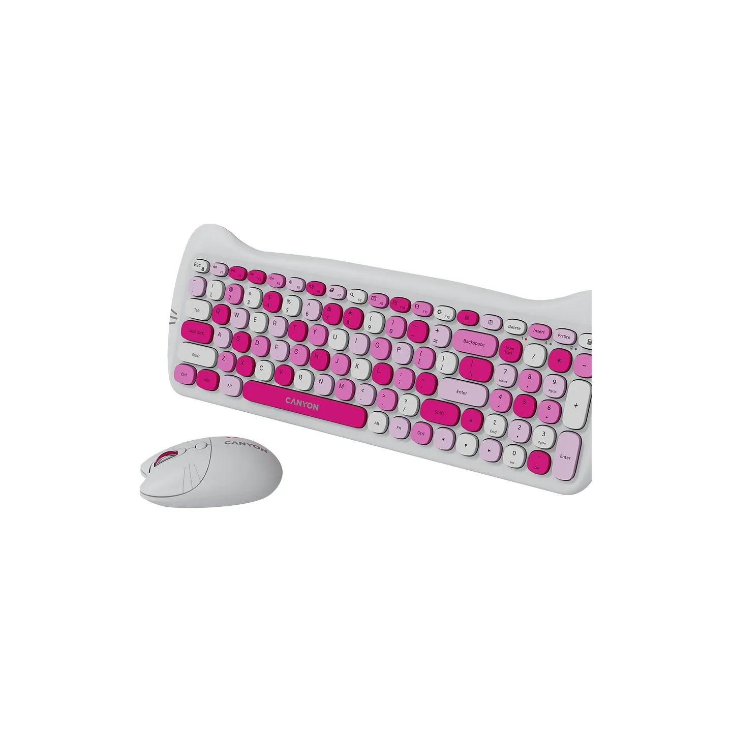 Canyon HSET-W6 EN Keyboard+Mouse Kitty Edition AAA+АА Wireless Pink