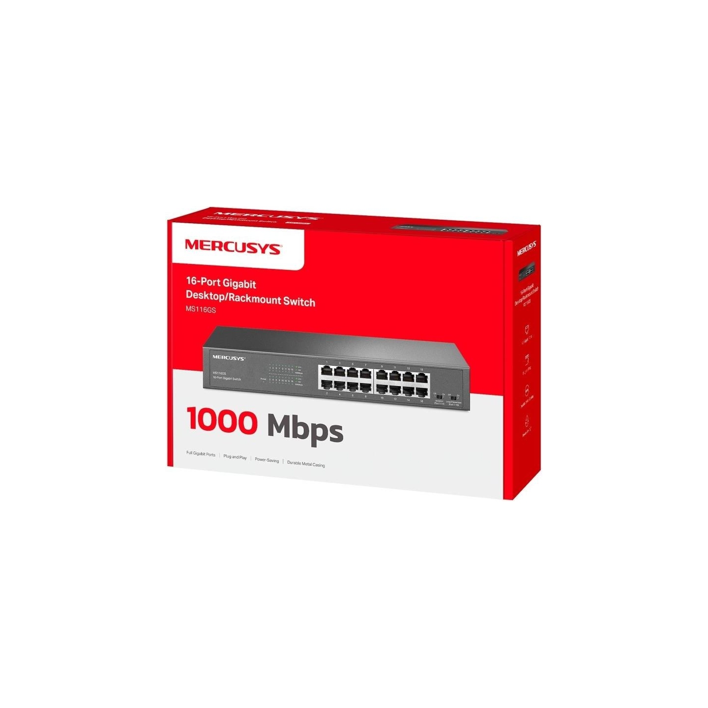 Mercusys Switch|MERCUSYS|MS116GS|16x10Base-T / 100Base-TX / 1000Base-T|MS116GS