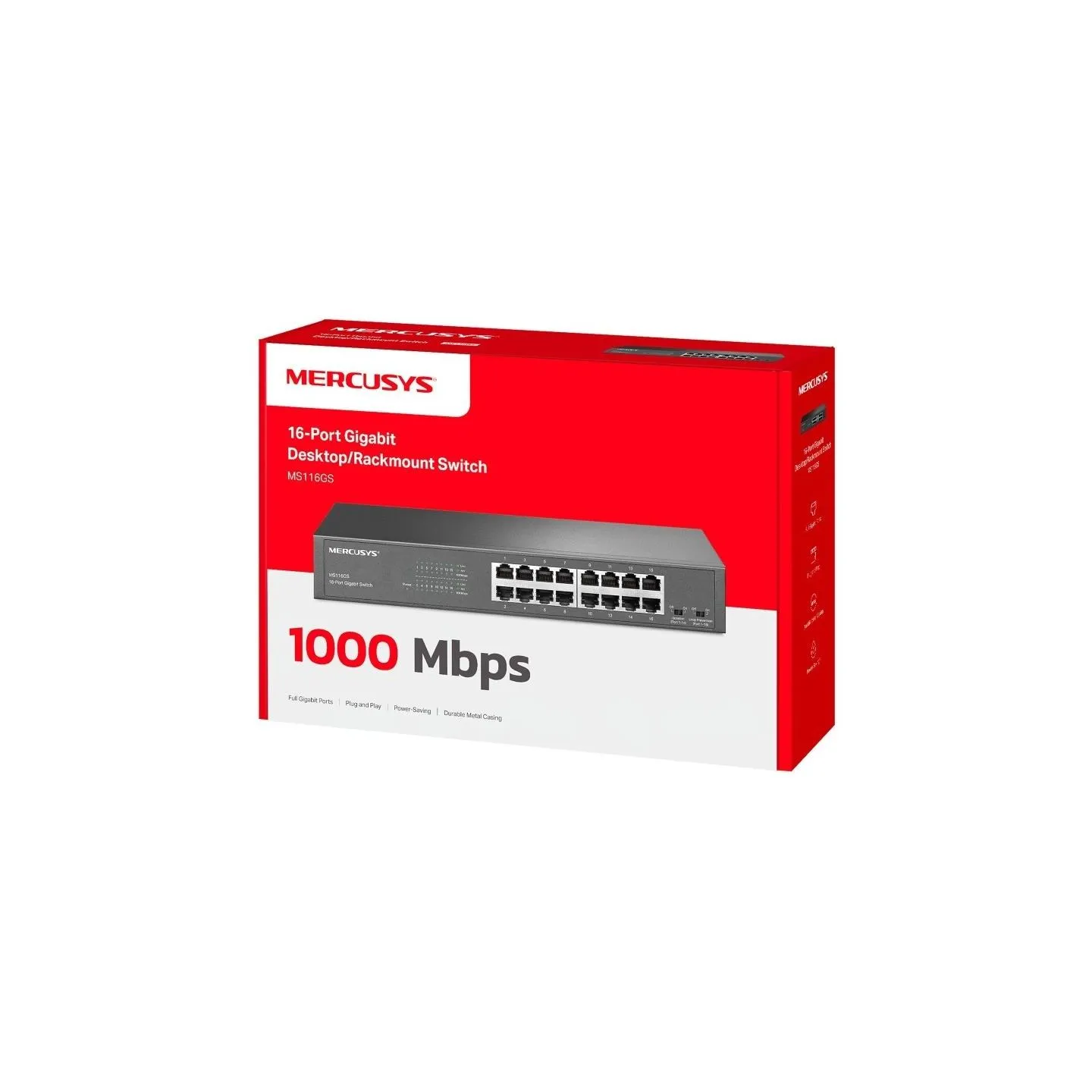 Mercusys Switch|MERCUSYS|MS116GS|16x10Base-T / 100Base-TX / 1000Base-T|MS116GS