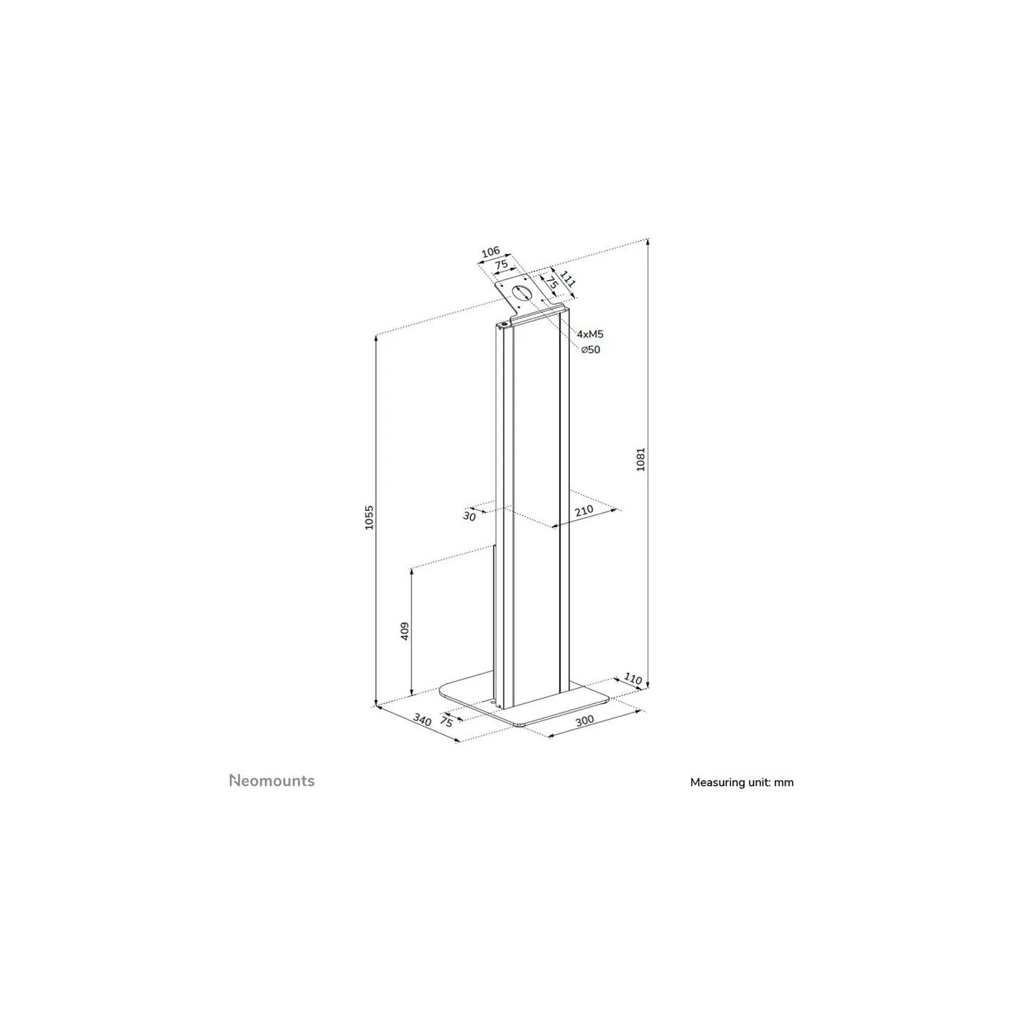 Neomounts Floor stand | FL15-628BL1 | Fixed | Maximum weight (capacity) 3 kg | Black