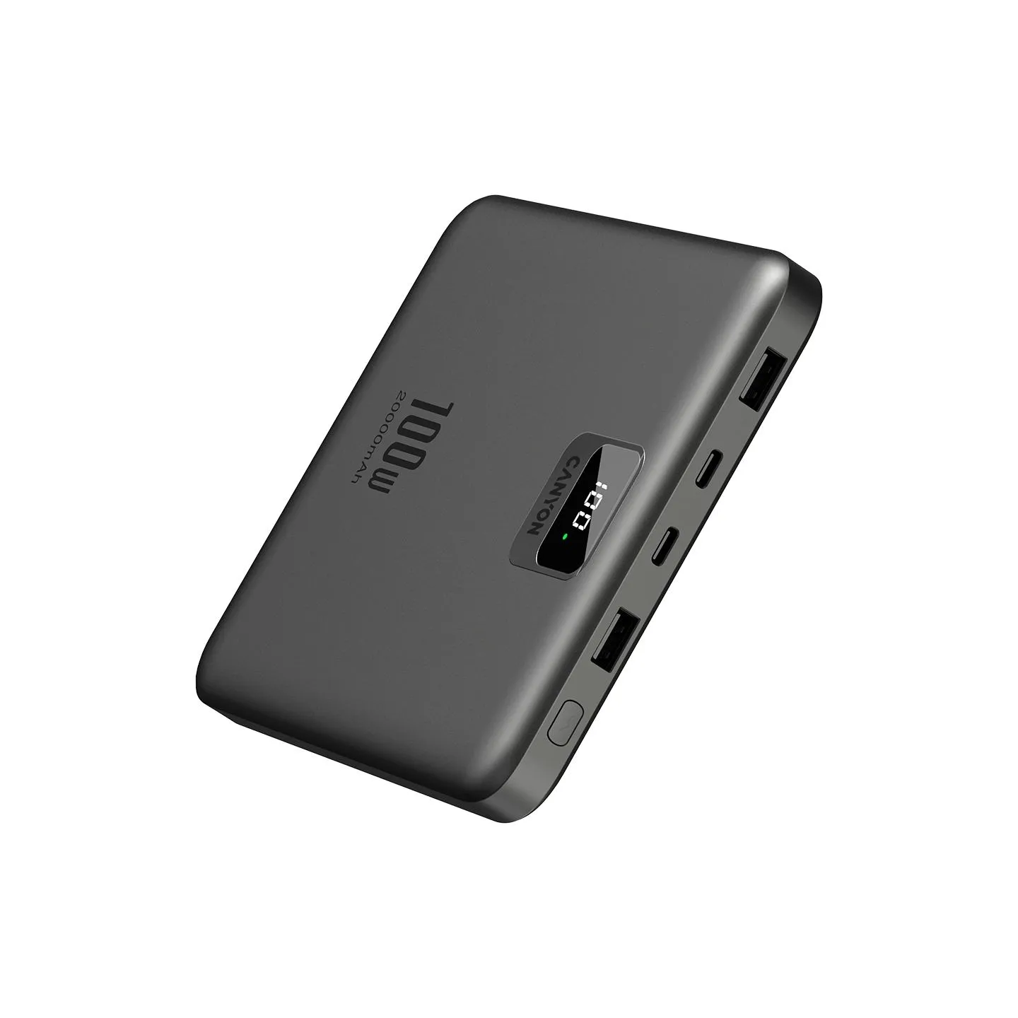 Canyon power bank PB-2008 LED FLAT 20000 mAh PD100W QC3.0 Dark Grey
