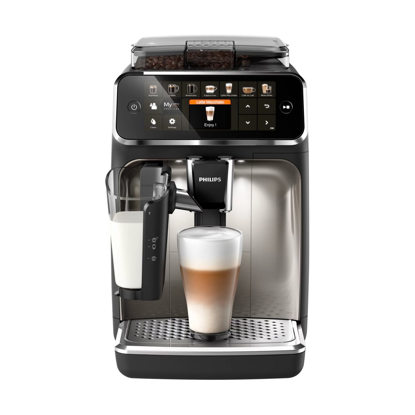 Philips | Series 5400 Coffee Maker | EP5447/90 | Pump pressure 15 bar | Built-in milk frother | Fully Automatic | 1500 W | Black