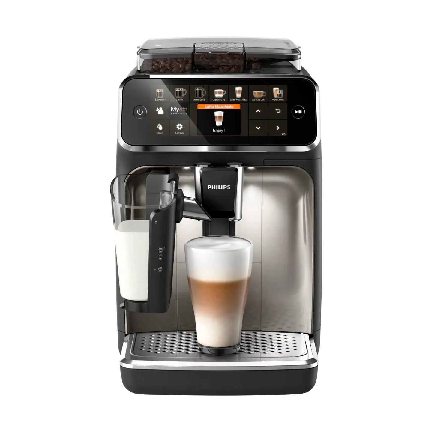 Philips | Series 5400 Coffee Maker | EP5447/90 | Pump pressure 15 bar | Built-in milk frother | Fully Automatic | 1500 W | Black