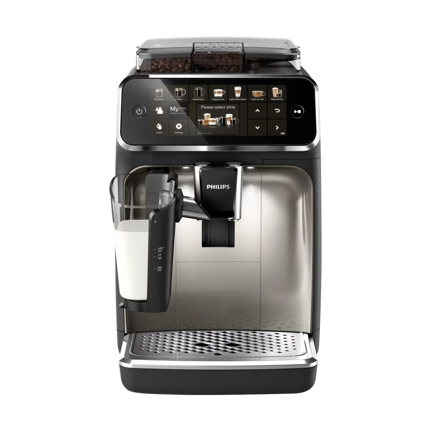 Philips | Series 5400 Coffee Maker | EP5447/90 | Pump pressure 15 bar | Built-in milk frother | Fully Automatic | 1500 W | Black