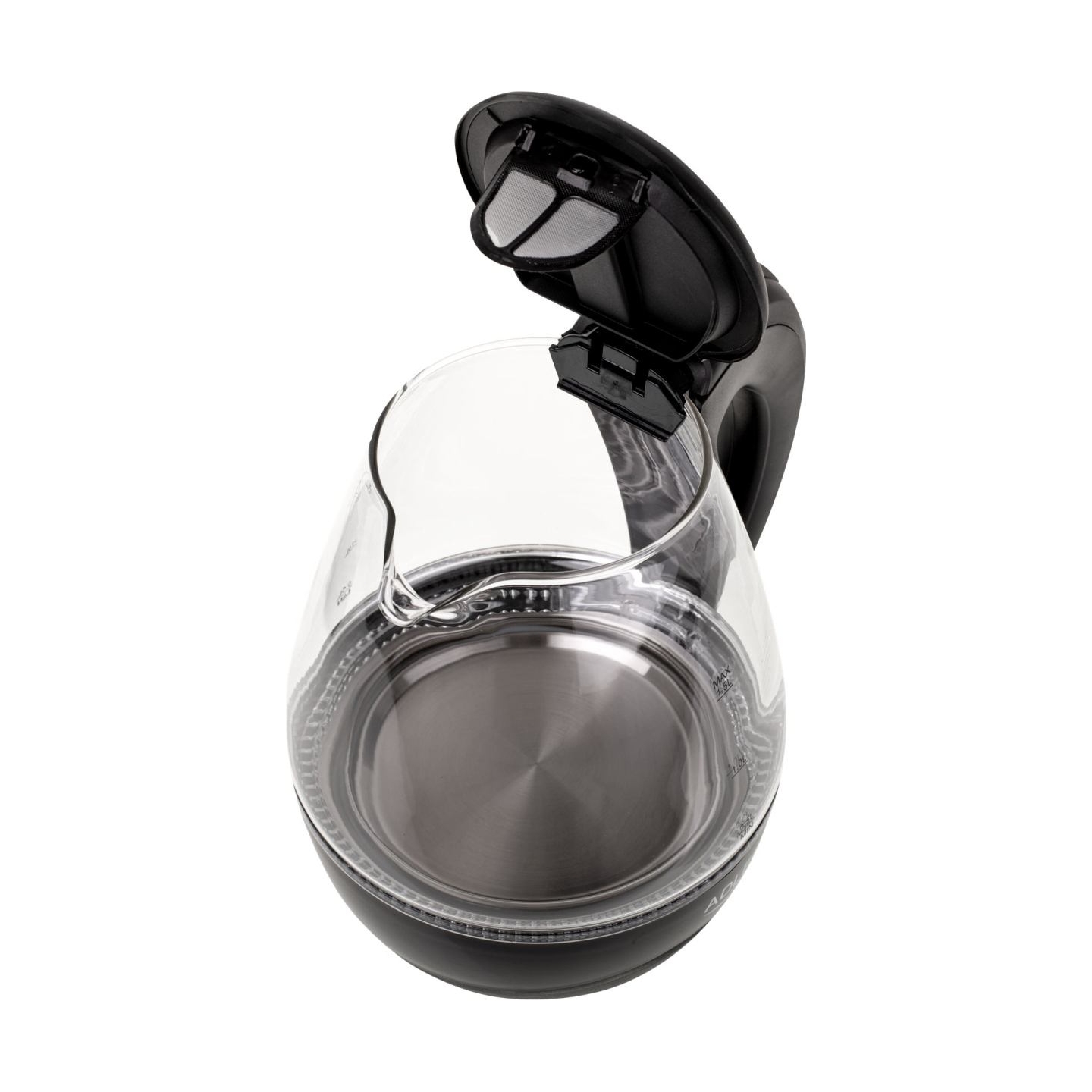 Adler | Kettle | AD 1224 | Standard | 2000 W | 1.5 L | Glass | 360° rotational base | Black