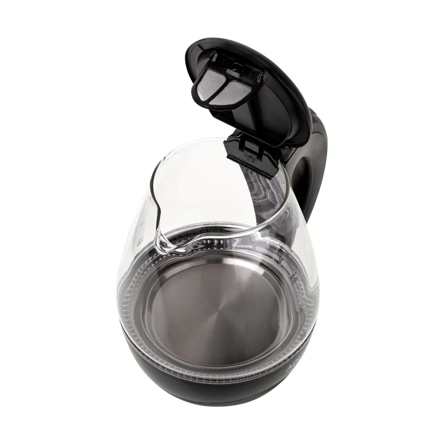 Adler | Kettle | AD 1224 | Standard | 2000 W | 1.5 L | Glass | 360° rotational base | Black