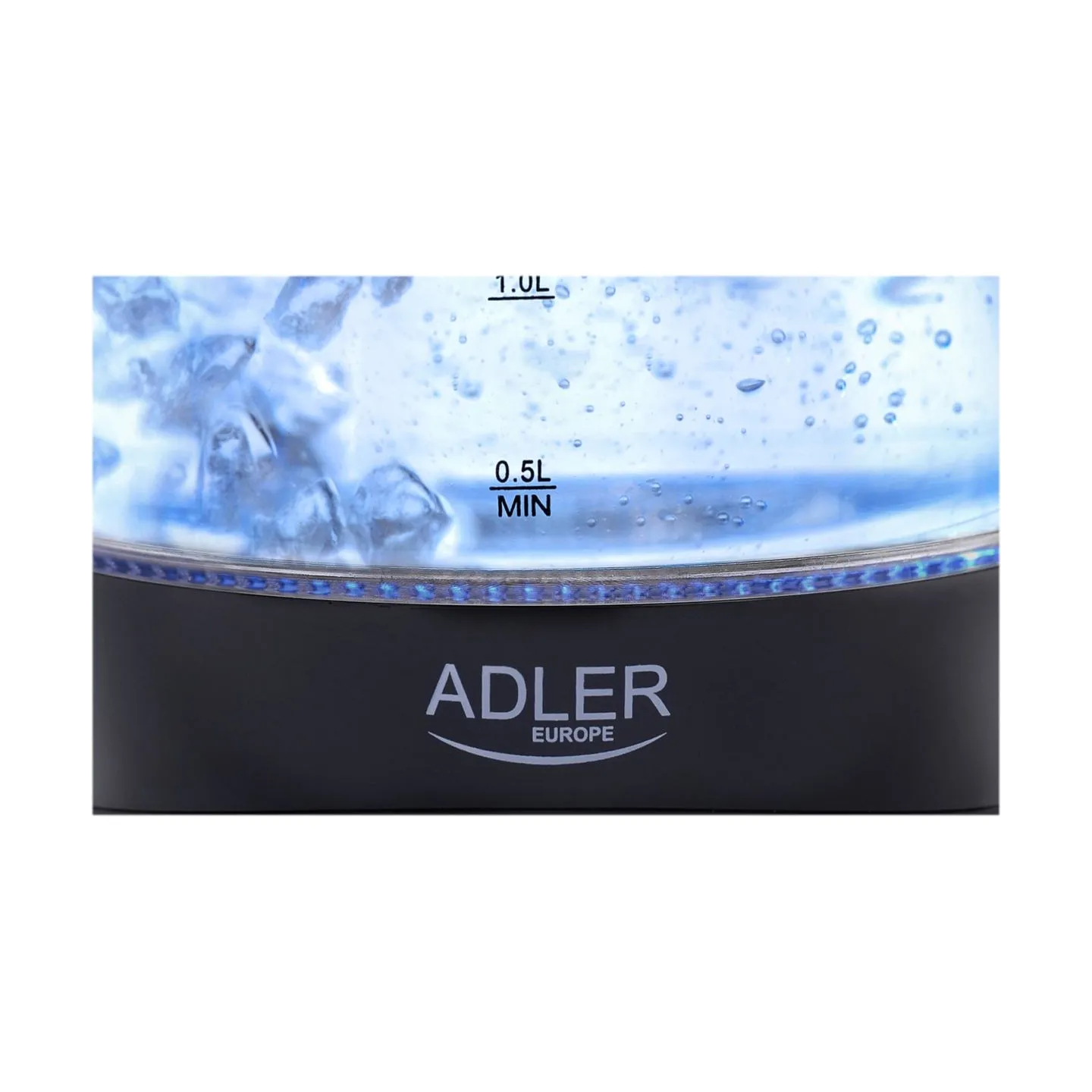 Adler | Kettle | AD 1224 | Standard | 2000 W | 1.5 L | Glass | 360° rotational base | Black