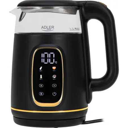 Adler Kettle with LED Display | AD 1305 | Electric | 2200 W | 1.7 L | Plastic | 360° rotational base | Black/Gold