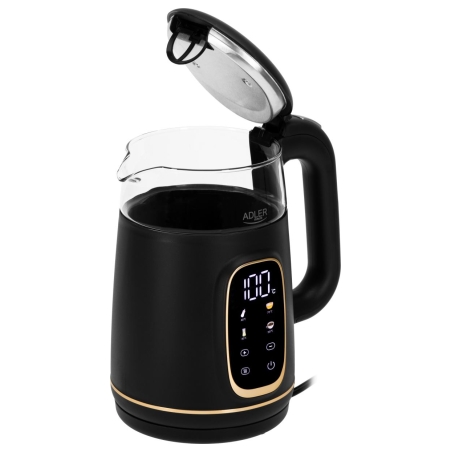 Adler Kettle with LED Display | AD 1305 | Electric | 2200 W | 1.7 L | Plastic | 360° rotational base | Black/Gold