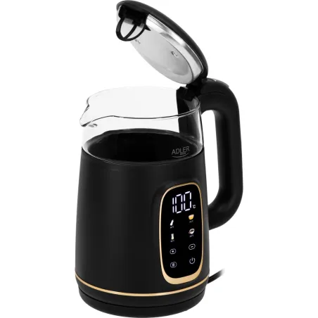 Adler Kettle with LED Display | AD 1305 | Electric | 2200 W | 1.7 L | Plastic | 360° rotational base | Black/Gold