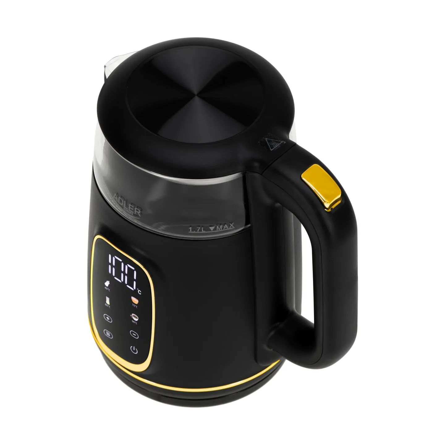 Adler Kettle with LED Display | AD 1305 | Electric | 2200 W | 1.7 L | Plastic | 360° rotational base | Black/Gold