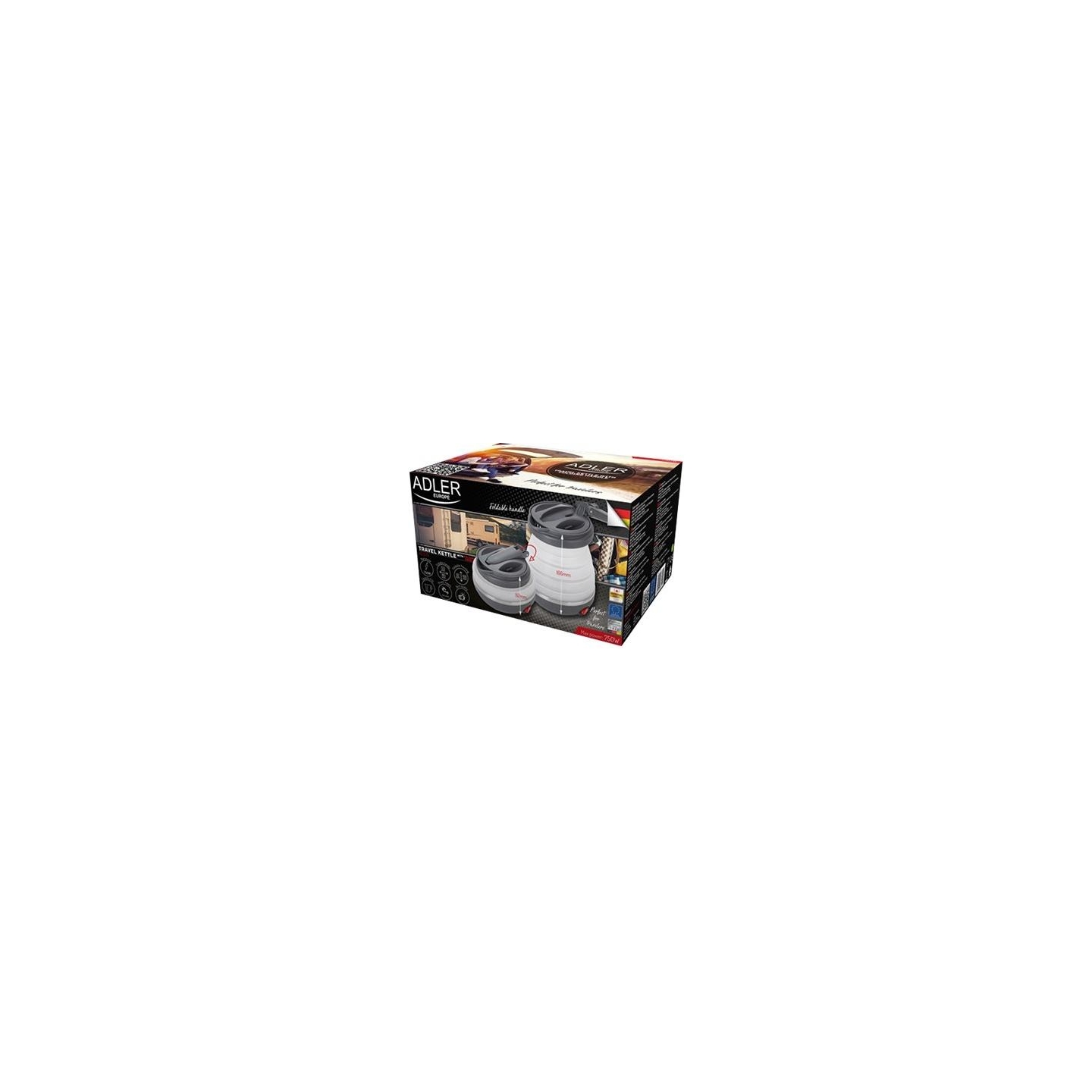 Adler | Travel Kettle | AD 1279 | Electric | 750 W | 0.6 L | Silicon | White