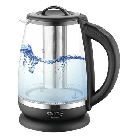 Camry | Kettle | CR 1290 | Standard | 2200 W | 2 L | Plastic/glass | 360° rotational base | Black/Transparent