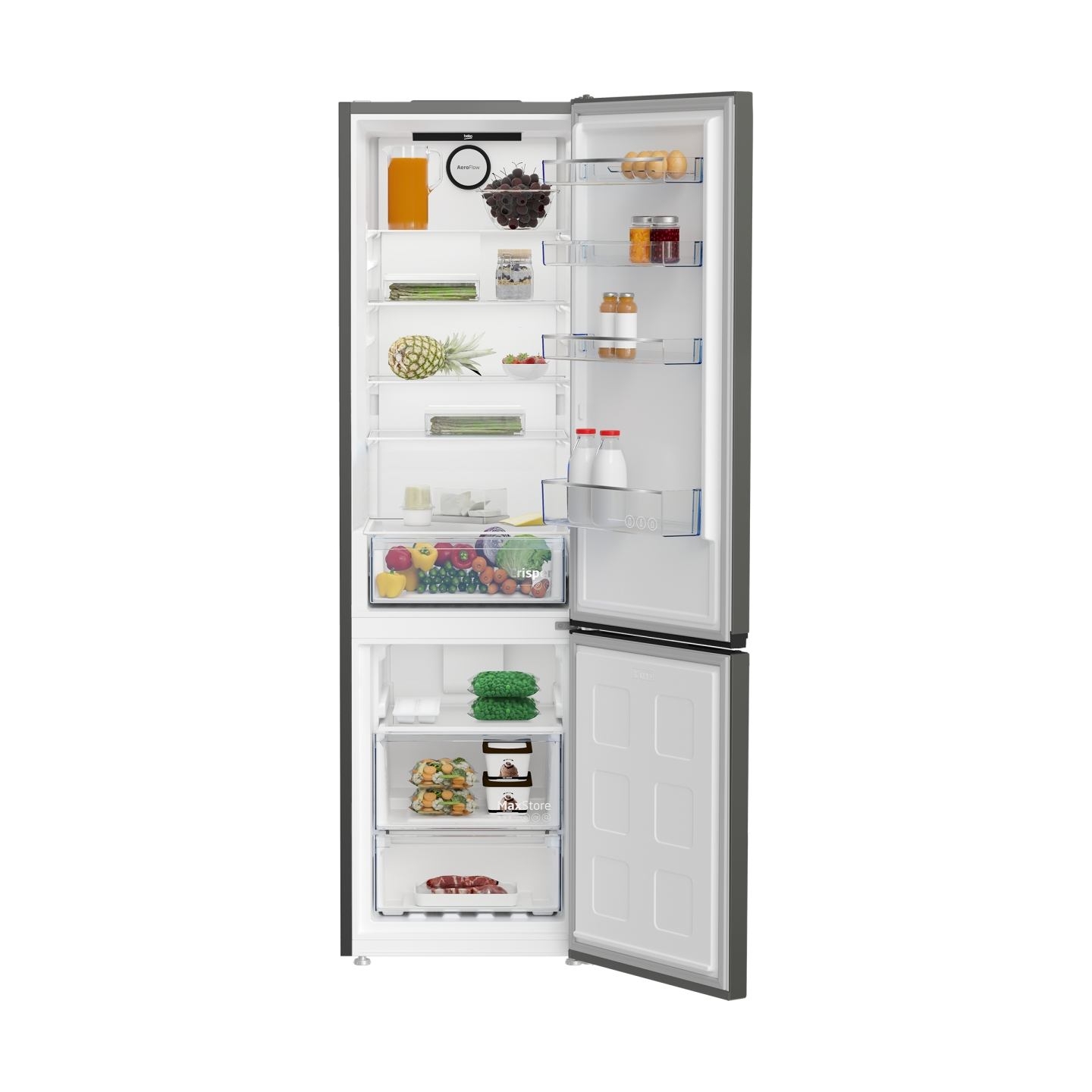 Beko Refrigerator B1RCNA404G, height 203.5 cm, Energy class E, NeoFrost, AeroFlow, Grey / B1RCNA404G