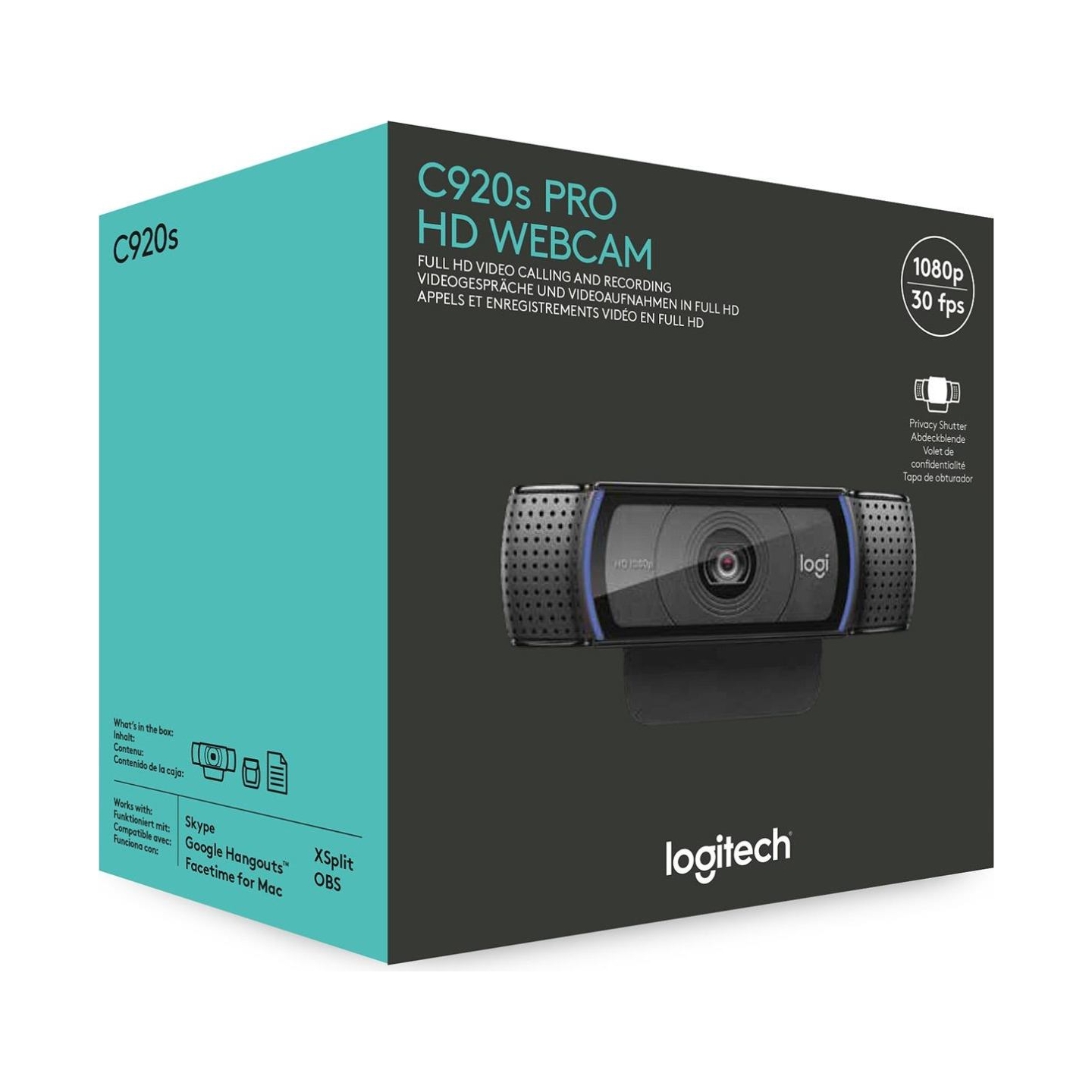 Logitech C920S Pro HD Webcam - BLACK - USB