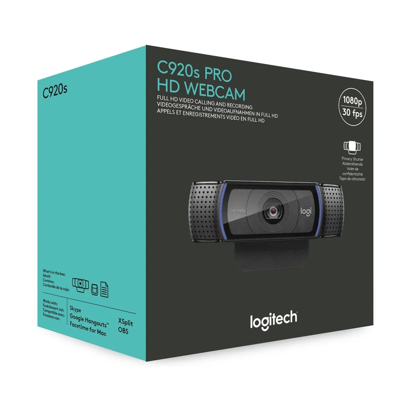 Logitech C920S Pro HD Webcam - BLACK - USB