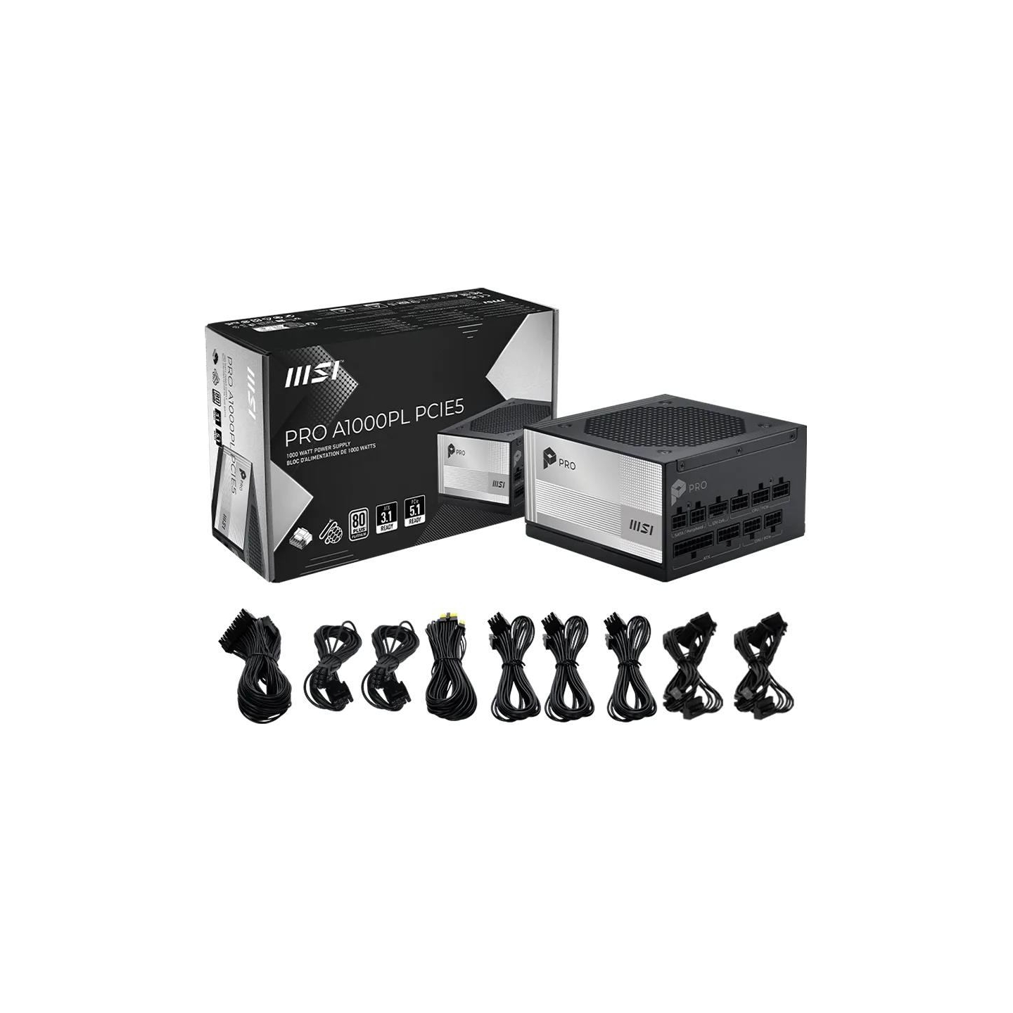 MSI Power Supply|MSI|PRO A1000PL PCIE5|ATX|PC|100 - 240 V|1000 W|PROA1000PLPCIE5