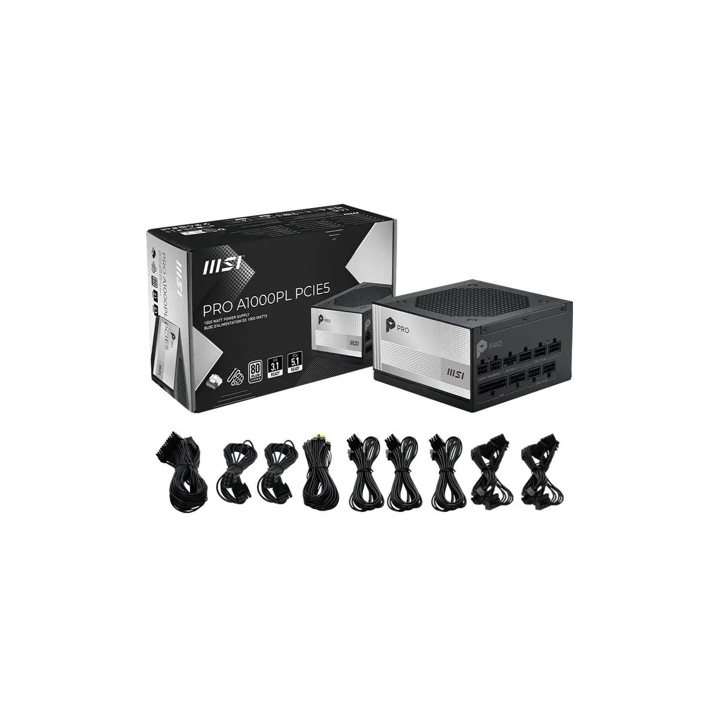 MSI Power Supply|MSI|PRO A1000PL PCIE5|ATX|PC|100 - 240 V|1000 W|PROA1000PLPCIE5