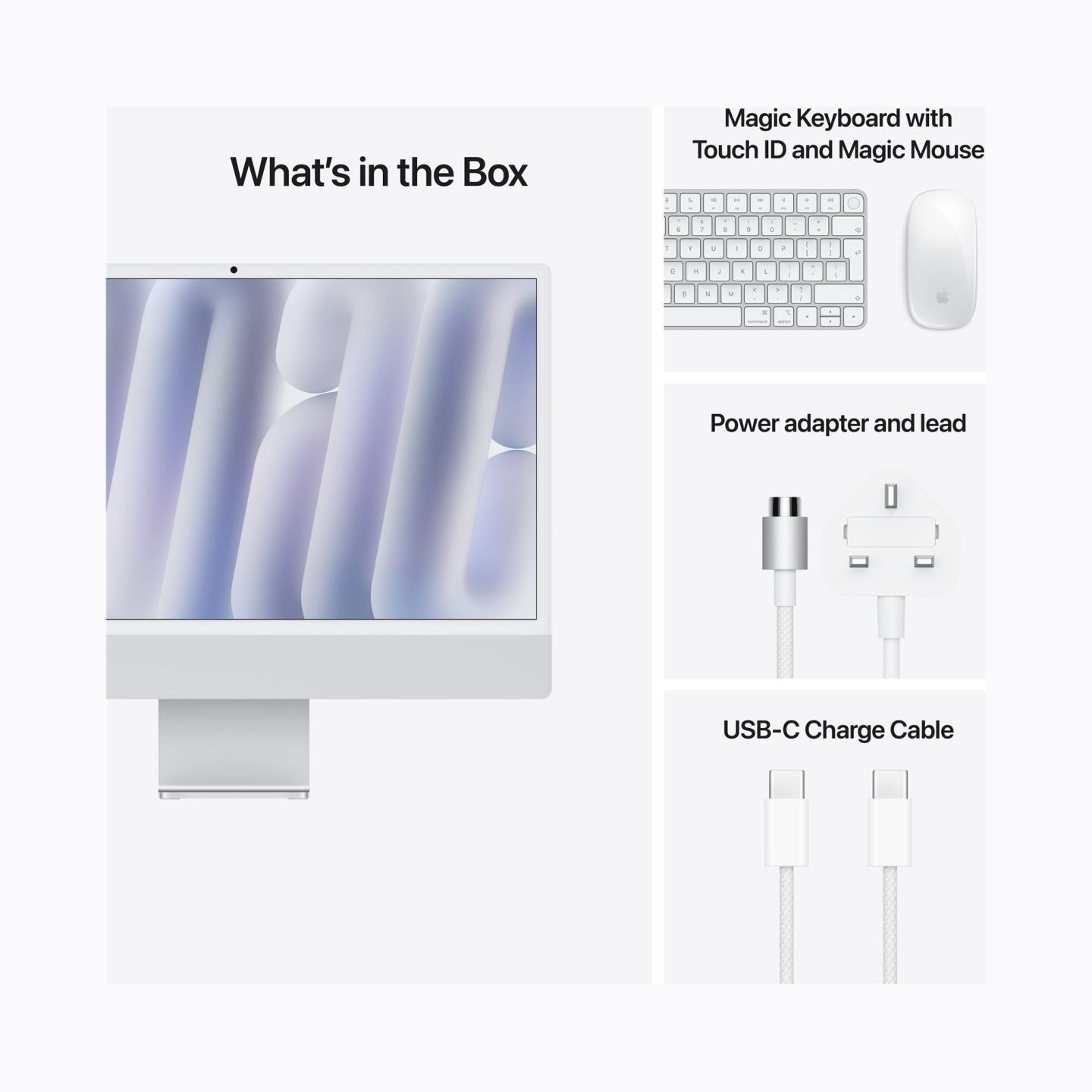 Apple iMac 24 inch: M4 10/10, 24GB, 512GB SSD - Silver